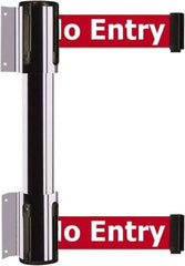 Tensator - 16.64" High x 89" Long x 3" Wide Barrier Dual Line Wall Mount - Steel, Polished Chrome Finish, Polished Chrome, Use with 898 Wall Receiver - Eagle Tool & Supply