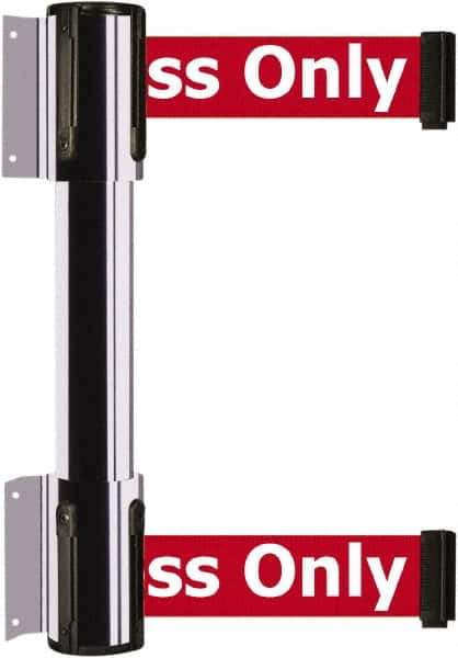 Tensator - 16.64" High x 156" Long x 3" Wide Barrier Dual Line Wall Mount - Steel, Polished Chrome Finish, Polished Chrome, Use with 898 Wall Receiver - Eagle Tool & Supply