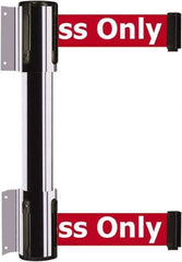 Tensator - 16.64" High x 89" Long x 3" Wide Barrier Dual Line Wall Mount - Steel, Polished Chrome Finish, Polished Chrome, Use with 898 Wall Receiver - Eagle Tool & Supply