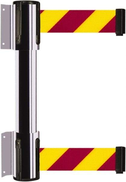 Tensator - 16.64" High x 89" Long x 3" Wide Barrier Dual Line Wall Mount - Steel, Polished Chrome Finish, Polished Chrome, Use with 898 Wall Receiver - Eagle Tool & Supply