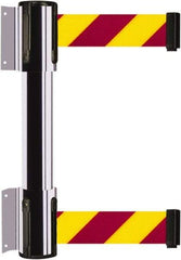 Tensator - 16.64" High x 156" Long x 3" Wide Barrier Dual Line Wall Mount - Steel, Polished Chrome Finish, Polished Chrome, Use with 898 Wall Receiver - Eagle Tool & Supply