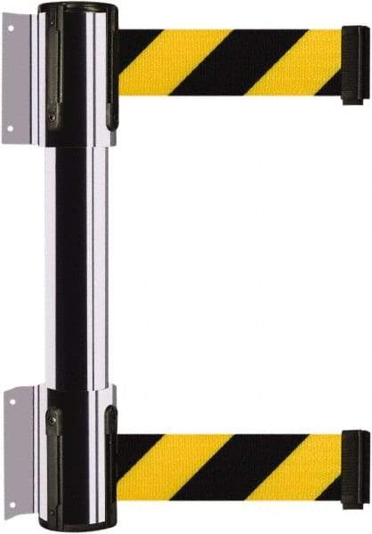 Tensator - 16.64" High x 89" Long x 3" Wide Barrier Dual Line Wall Mount - Steel, Polished Chrome Finish, Polished Chrome, Use with 898 Wall Receiver - Eagle Tool & Supply