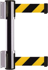 Tensator - 16.64" High x 89" Long x 3" Wide Barrier Dual Line Wall Mount - Steel, Polished Chrome Finish, Polished Chrome, Use with 898 Wall Receiver - Eagle Tool & Supply