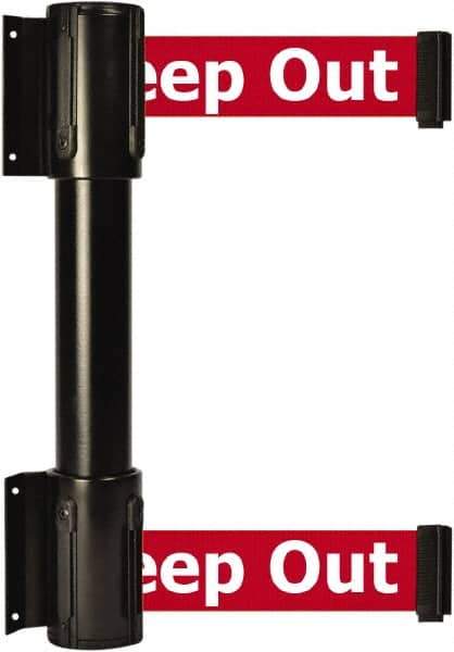 Tensator - 16.64" High x 156" Long x 3" Wide Barrier Dual Line Wall Mount - Steel, Black Powdercoat Finish, Black, Use with 898 Wall Receiver - Eagle Tool & Supply