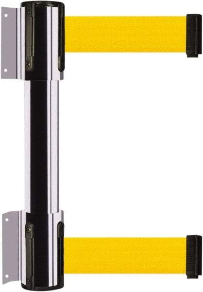 Tensator - 16.64" High x 89" Long x 3" Wide Barrier Dual Line Wall Mount - Steel, Polished Chrome Finish, Polished Chrome, Use with 898 Wall Receiver - Eagle Tool & Supply