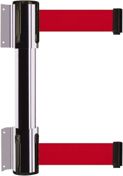 Tensator - 16.64" High x 89" Long x 3" Wide Barrier Dual Line Wall Mount - Steel, Polished Chrome Finish, Polished Chrome, Use with 898 Wall Receiver - Eagle Tool & Supply