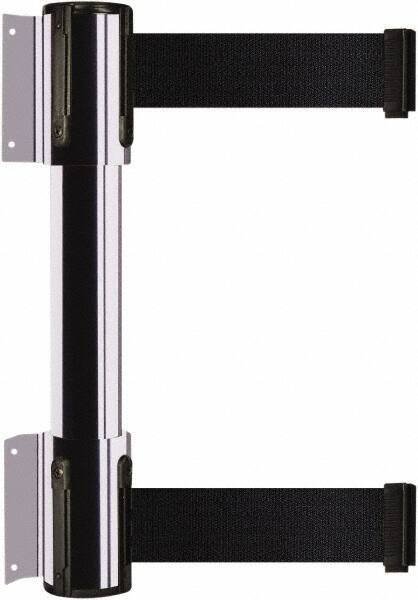 Tensator - 16.64" High x 89" Long x 3" Wide Barrier Dual Line Wall Mount - Steel, Polished Chrome Finish, Polished Chrome, Use with 898 Wall Receiver - Eagle Tool & Supply