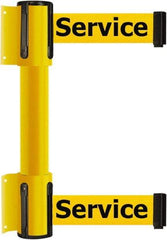 Tensator - 16.64" High x 89" Long x 3" Wide Barrier Dual Line Wall Mount - Steel, Yellow Powdercoat Finish, Yellow, Use with 898 Wall Receiver - Eagle Tool & Supply