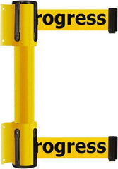 Tensator - 16.64" High x 89" Long x 3" Wide Barrier Dual Line Wall Mount - Steel, Yellow Powdercoat Finish, Yellow, Use with 898 Wall Receiver - Eagle Tool & Supply