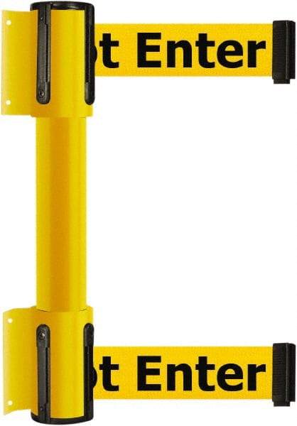 Tensator - 16.64" High x 156" Long x 3" Wide Barrier Dual Line Wall Mount - Steel, Yellow Powdercoat Finish, Yellow, Use with 898 Wall Receiver - Eagle Tool & Supply