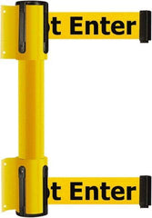Tensator - 16.64" High x 89" Long x 3" Wide Barrier Dual Line Wall Mount - Steel, Yellow Powdercoat Finish, Yellow, Use with 898 Wall Receiver - Eagle Tool & Supply