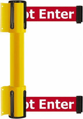 Tensator - 16.64" High x 156" Long x 3" Wide Barrier Dual Line Wall Mount - Steel, Yellow Powdercoat Finish, Yellow, Use with 898 Wall Receiver - Eagle Tool & Supply