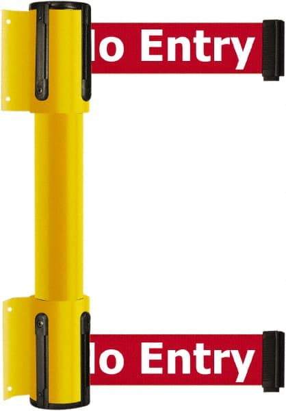 Tensator - 16.64" High x 156" Long x 3" Wide Barrier Dual Line Wall Mount - Steel, Yellow Powdercoat Finish, Yellow, Use with 898 Wall Receiver - Eagle Tool & Supply