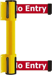 Tensator - 16.64" High x 89" Long x 3" Wide Barrier Dual Line Wall Mount - Steel, Yellow Powdercoat Finish, Yellow, Use with 898 Wall Receiver - Eagle Tool & Supply