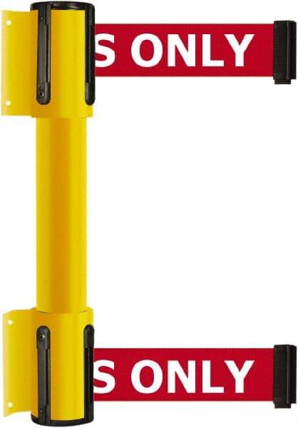 Tensator - 16.64" High x 156" Long x 3" Wide Barrier Dual Line Wall Mount - Steel, Yellow Powdercoat Finish, Yellow, Use with 898 Wall Receiver - Eagle Tool & Supply