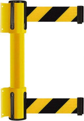 Tensator - 16.64" High x 156" Long x 3" Wide Barrier Dual Line Wall Mount - Steel, Yellow Powdercoat Finish, Yellow, Use with 898 Wall Receiver - Eagle Tool & Supply