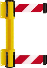 Tensator - 16.64" High x 89" Long x 3" Wide Barrier Dual Line Wall Mount - Steel, Yellow Powdercoat Finish, Yellow, Use with 898 Wall Receiver - Eagle Tool & Supply