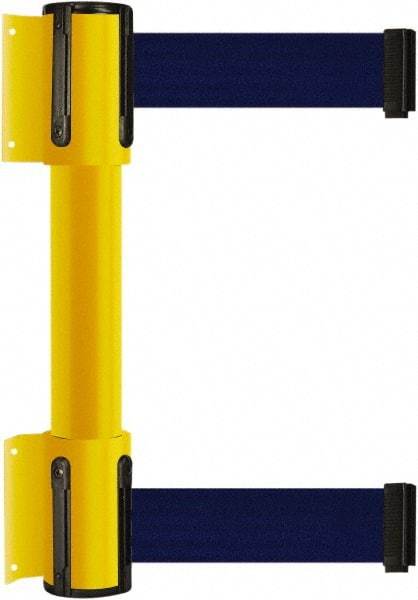 Tensator - 16.64" High x 156" Long x 3" Wide Barrier Dual Line Wall Mount - Steel, Yellow Powdercoat Finish, Yellow, Use with 898 Wall Receiver - Eagle Tool & Supply