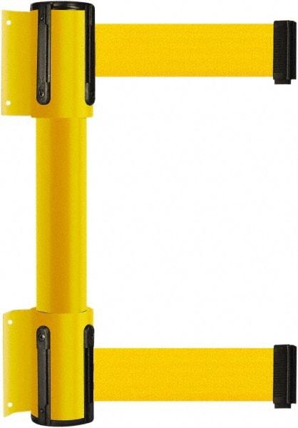 Tensator - 16.64" High x 156" Long x 3" Wide Barrier Dual Line Wall Mount - Steel, Yellow Powdercoat Finish, Yellow, Use with 898 Wall Receiver - Eagle Tool & Supply