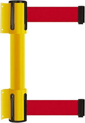 Tensator - 16.64" High x 89" Long x 3" Wide Barrier Dual Line Wall Mount - Steel, Yellow Powdercoat Finish, Yellow, Use with 898 Wall Receiver - Eagle Tool & Supply
