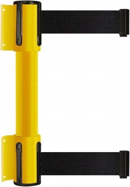 Tensator - 16.64" High x 156" Long x 3" Wide Barrier Dual Line Wall Mount - Steel, Yellow Powdercoat Finish, Yellow, Use with 898 Wall Receiver - Eagle Tool & Supply