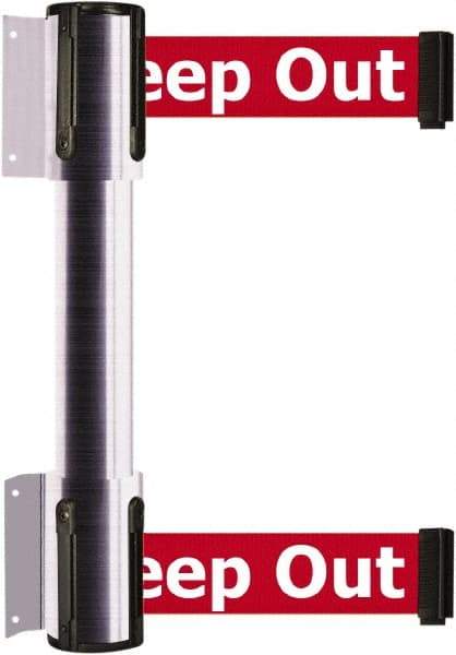 Tensator - 16.64" High x 156" Long x 3" Wide Barrier Dual Line Wall Mount - Steel, Satin Chrome Finish, Satin Chrome, Use with 898 Wall Receiver - Eagle Tool & Supply