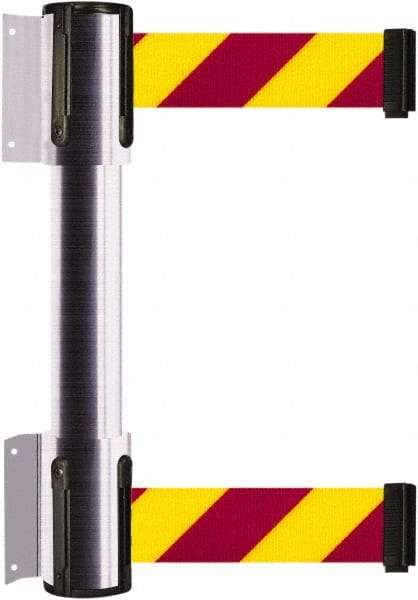Tensator - 16.64" High x 156" Long x 3" Wide Barrier Dual Line Wall Mount - Steel, Satin Chrome Finish, Satin Chrome, Use with 898 Wall Receiver - Eagle Tool & Supply