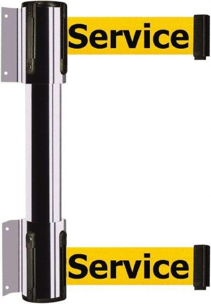 Tensator - 16.64" High x 156" Long x 3" Wide Barrier Dual Line Wall Mount - Steel, Polished Chrome Finish, Polished Chrome, Use with 898 Wall Receiver - Eagle Tool & Supply