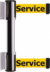 Tensator - 16.64" High x 89" Long x 3" Wide Barrier Dual Line Wall Mount - Steel, Polished Chrome Finish, Polished Chrome, Use with 898 Wall Receiver - Eagle Tool & Supply