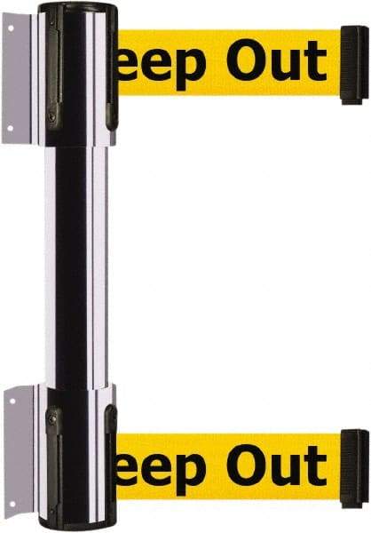 Tensator - 16.64" High x 156" Long x 3" Wide Barrier Dual Line Wall Mount - Steel, Polished Chrome Finish, Polished Chrome, Use with 898 Wall Receiver - Eagle Tool & Supply