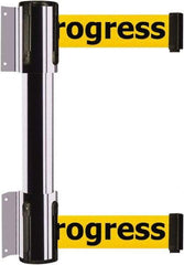 Tensator - 16.64" High x 89" Long x 3" Wide Barrier Dual Line Wall Mount - Steel, Polished Chrome Finish, Polished Chrome, Use with 898 Wall Receiver - Eagle Tool & Supply