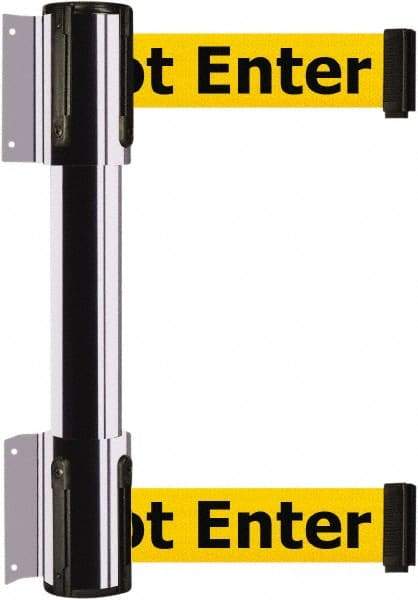 Tensator - 16.64" High x 156" Long x 3" Wide Barrier Dual Line Wall Mount - Steel, Polished Chrome Finish, Polished Chrome, Use with 898 Wall Receiver - Eagle Tool & Supply