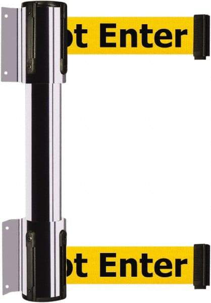 Tensator - 16.64" High x 89" Long x 3" Wide Barrier Dual Line Wall Mount - Steel, Polished Chrome Finish, Polished Chrome, Use with 898 Wall Receiver - Eagle Tool & Supply