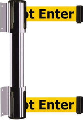 Tensator - 16.64" High x 89" Long x 3" Wide Barrier Dual Line Wall Mount - Steel, Polished Chrome Finish, Polished Chrome, Use with 898 Wall Receiver - Eagle Tool & Supply