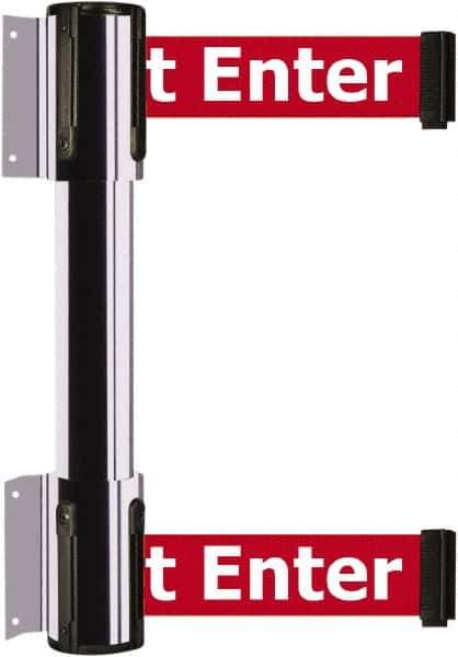 Tensator - 16.64" High x 89" Long x 3" Wide Barrier Dual Line Wall Mount - Steel, Polished Chrome Finish, Polished Chrome, Use with 898 Wall Receiver - Eagle Tool & Supply