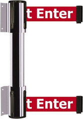 Tensator - 16.64" High x 89" Long x 3" Wide Barrier Dual Line Wall Mount - Steel, Polished Chrome Finish, Polished Chrome, Use with 898 Wall Receiver - Eagle Tool & Supply