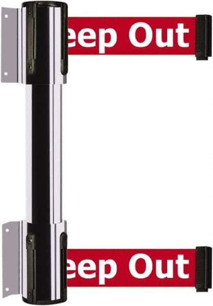Tensator - 16.64" High x 156" Long x 3" Wide Barrier Dual Line Wall Mount - Steel, Polished Chrome Finish, Polished Chrome, Use with 898 Wall Receiver - Eagle Tool & Supply