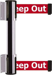 Tensator - 16.64" High x 89" Long x 3" Wide Barrier Dual Line Wall Mount - Steel, Polished Chrome Finish, Polished Chrome, Use with 898 Wall Receiver - Eagle Tool & Supply