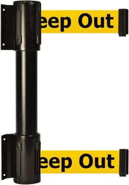 Tensator - 16.64" High x 156" Long x 3" Wide Barrier Dual Line Wall Mount - Steel, Black Powdercoat Finish, Black, Use with 898 Wall Receiver - Eagle Tool & Supply