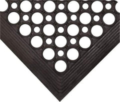 Wearwell - 5' Long x 3' Wide, Dry/Wet Environment, Anti-Fatigue Matting - Black, Natural Rubber with Rubber Base, Beveled on 4 Sides - Eagle Tool & Supply