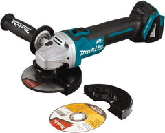 Makita - 5" Wheel Diam, 8,500 RPM, Cordless Angle & Disc Grinder - 5/8-11 Spindle, 18 Volts - Eagle Tool & Supply