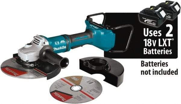 Makita - 9" Wheel Diam, 6,000 RPM, Cordless Angle & Disc Grinder - 5/8-11 Spindle, 18 Volts - Eagle Tool & Supply