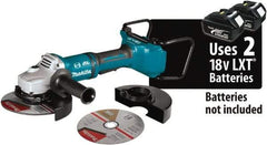 Makita - 7" Wheel Diam, 7,700 RPM, Cordless Angle & Disc Grinder - 5/8-11 Spindle, 18 Volts - Eagle Tool & Supply