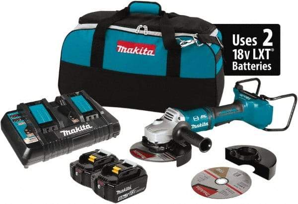 Makita - 7" Wheel Diam, 7,700 RPM, Cordless Angle & Disc Grinder - 5/8-11 Spindle, 18 Volts - Eagle Tool & Supply