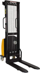 Vestil - 770 Lb Capacity, 59" Lift Height, Battery Powered Stacker - 3-3/8" Lowered Height, 30" Fork Length, 26-3/4" Overall Width - Eagle Tool & Supply