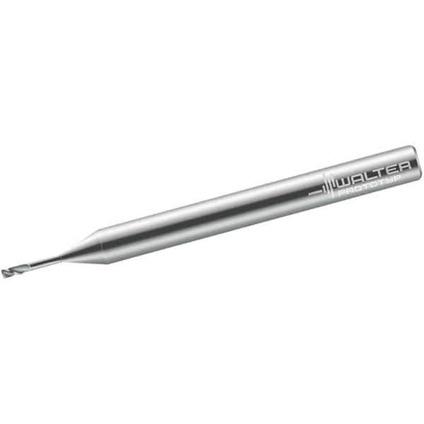 Walter-Prototyp - 2mm, 2 Flute, Single End, Solid Carbide, 0.2mm Corner Radius End Mill - 60mm OAL, 30° Helix, Right Hand Flute, 2mm LOC, Right Hand Cut, 15mm Extended Reach - Eagle Tool & Supply