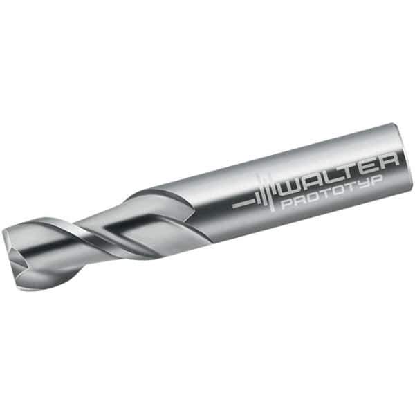 Walter-Prototyp - 5mm, 10mm LOC, 6mm Shank Diam, 57mm OAL, 2 Flute, Solid Carbide Square End Mill - Single End, Uncoated, Spiral Flute, 45° Helix, Centercutting, Right Hand Cut, Right Hand Flute - Eagle Tool & Supply