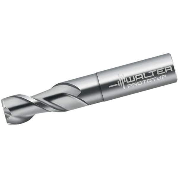 Walter-Prototyp - 2mm, 6mm LOC, 6mm Shank Diam, 57mm OAL, 2 Flute, Solid Carbide Square End Mill - Single End, Uncoated, Spiral Flute, 45° Helix, Centercutting, Right Hand Cut, Right Hand Flute - Eagle Tool & Supply