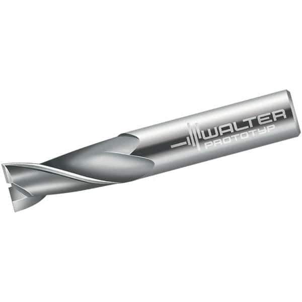 Walter-Prototyp - 7mm, 13mm LOC, 8mm Shank Diam, 63mm OAL, 2 Flute, Solid Carbide Square End Mill - Single End, Uncoated, Spiral Flute, 30° Helix, Centercutting, Right Hand Cut, Right Hand Flute - Eagle Tool & Supply