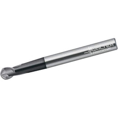 Walter-Prototyp - 4mm Diam, 5mm LOC, 2 Flute Solid Carbide Ball End Mill - TiAlN Finish, Single End, 80mm OAL, 6mm Shank Diam, Spiral Flute - Eagle Tool & Supply